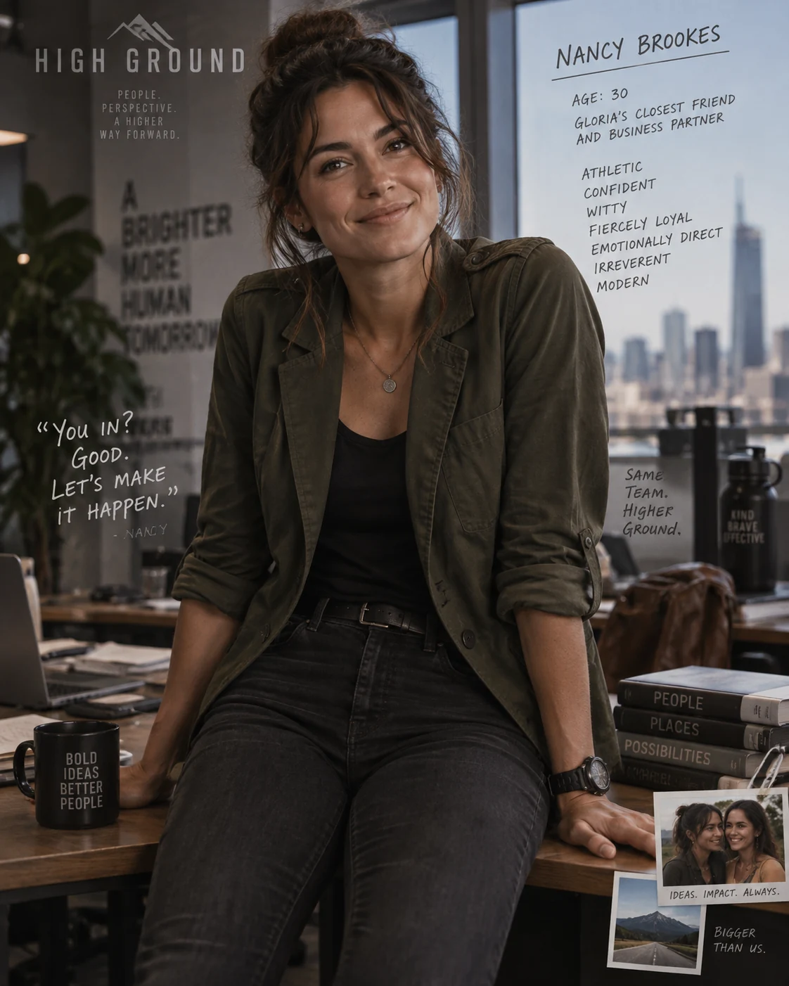 Character concept of Nancy Brookes in an architecture studio